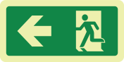 Fotoluminescerende sticker met pictogram nooduitgang links ISO 7010