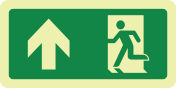 Fotoluminescerende sticker met pictogram nooduitgang rechtdoor openen linkerkant ISO 7010