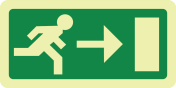 Fotoluminescerende sticker met pictogram nooduitgang rechts ISO 7010