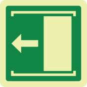 Fotoluminescerende sticker met pictogram schuifdeur links ISO 7010