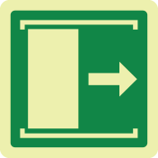 Fotoluminescerende sticker met pictogram nooduitgang schuifdeur rechts ISO 7010 