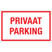 Sticker Privaat Parking - tekststicker met rode tekst