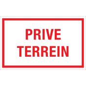 Sticker Prive Terrein - tekststicker met rode tekst