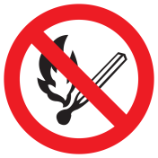 Sticker met pictogram Roken en open vuur verboden ISO7010 - P003