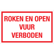 Sticker Roken en Open Vuur Verboden - tekststicker met rode tekst