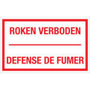 Sticker Roken Verboden - 2 talen NL en FR - tekststicker met rode tekst