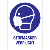 Sticker met pictogram en tekst om aan te duiden dat een mondmasker verplicht is - ISO7010 - M016