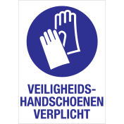 Sticker met pictogram en tekst om aan te duiden dat het dragen van veiligheidshandschoenen verplicht is - ISO7010 - M009
