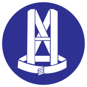 Blauwe sticker met pictogram om aan te duiden dat een veiligheidsgordel verplicht is