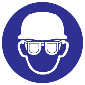 Sticker helm en bril verplicht ISO7010