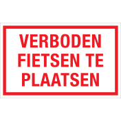 Sticker Verboden Fietsen te Plaatsen - tekststicker met rode tekst