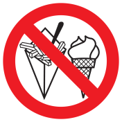 Sticker met pictogram patat en ijs verboden