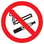 Sticker met pictogram roken en e-sigaret verboden