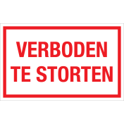 Sticker Verboden te storten - tekststicker met rode tekst