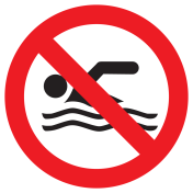 Sticker met pictogram Zwemmen verboden ISO7010 - P049