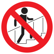 Sticker met pictogram Verboden de trap te gebruiken