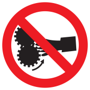 Sticker met pictogram Verboden je handen hierin te steken