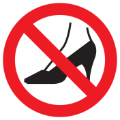 Sticker met pictogram Verboden voor naaldhakken