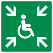 Sticker met pictogram verzamelplaats mindervaliden ISO 7010