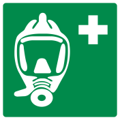 Sticker met pictogram vluchtmasker ISO 7010