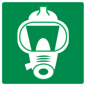 Sticker met pictogram vluchtmasker