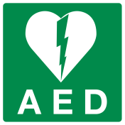 Sticker met pictogram AED - K.B. 21-4-2007 (Greenline UV)