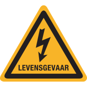 UV Sticker met pictogram "Waarschuwing Levensgevaar Elektriciteit" - ISO 7010 - W012