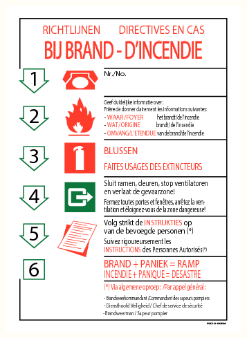 Richtlijnen bij brand 1 NL/FR (sticker)