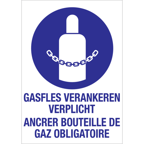 Autocollant ancrer bouteille de gaz obligatoire NL/FR