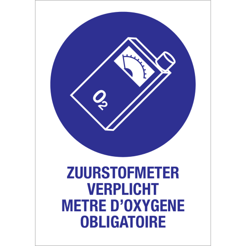 Sticker Autocollant Zuurstofmeter verplicht met tekst in NL/FR