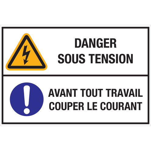 Autocollant Danger sous tension - Avant tout travail couper le courant