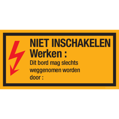 Magneetbord met pictogram en tekst "Niet Inschakelen"