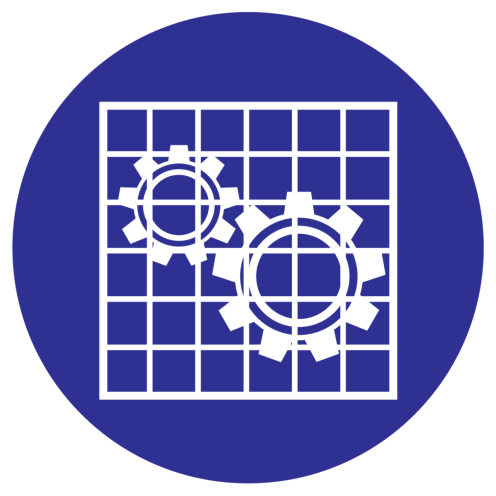 Blauw bord met pictogram om aan te duiden dat afschermen verplicht is - ISO7010 - M027
