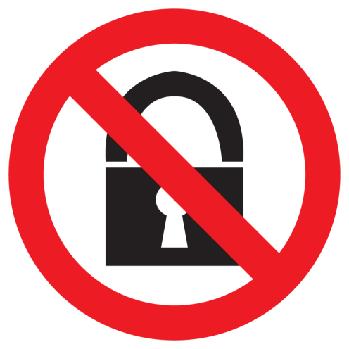 Bord met pictogram afsluiten verboden