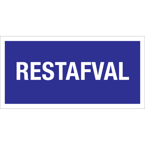 Blauw bord met tekst voor afvalscheiding van restafval