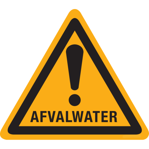 Bord met pictogram waarschuwing afvalwater