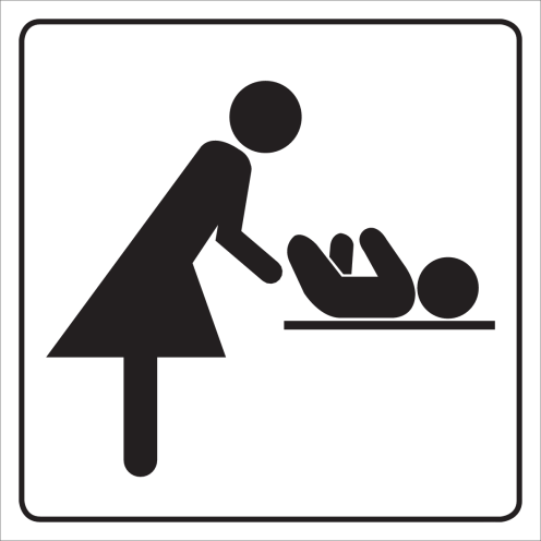 Wit bord met pictogram voor het aanduiden van een verschoningsruimte