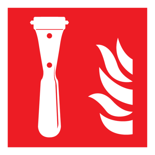 Bord met pictogram van een noodhamer