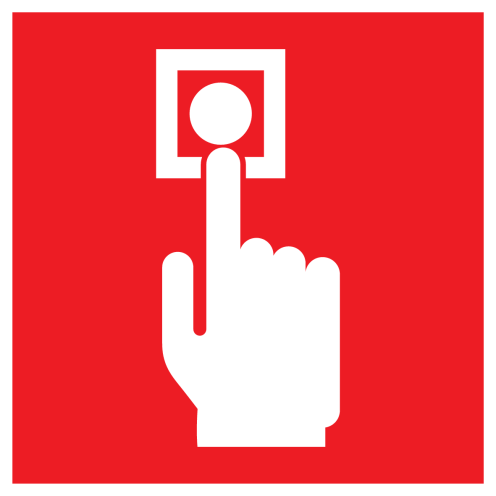 Bord met pictogram van een handbrandmelder