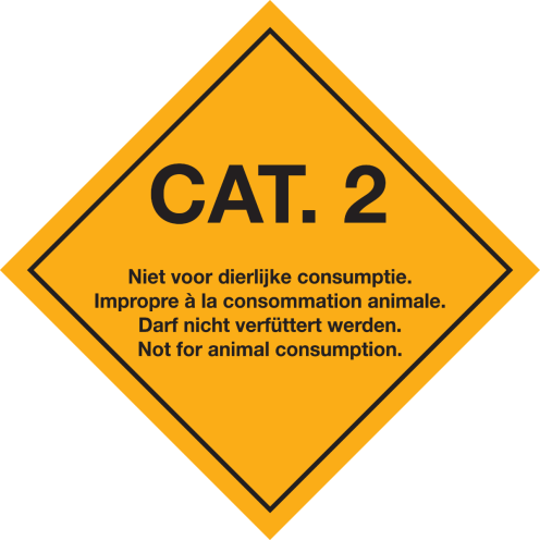 Bord Categorie 2 - Niet voor dierlijke consumptie