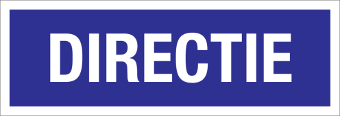 Bord Directie - blauw met witte tekst