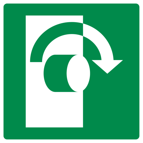 Bord met pictogram draaiknop draairichting rechts ISO 7010