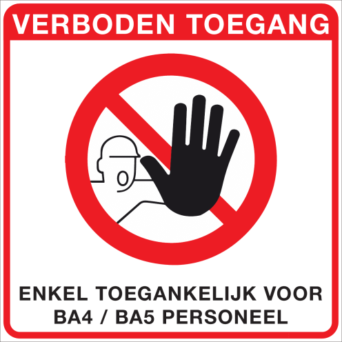 Bord enkel toegankelijk ba4/ba5 personeel