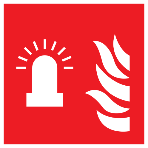 Bord met pictogram van een flitslicht volgens ISO 7010