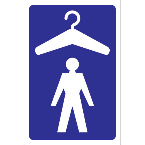 Bord met pictogram voor aanduiden ruimte met garderobe voor heren