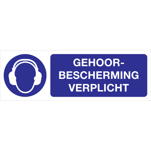 Bord met pictogram en tekst voor het aanduiden dat gehoorbescherming verplicht is - ISO7010 - M003