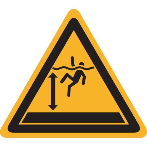 Bord met pictogram "Waarschuwing Diep Water" - ISO 7010 - W047