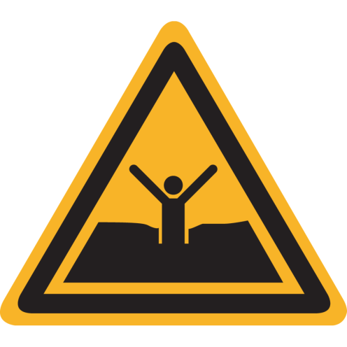Bord met pictogram "Waarschuwing Drijfzand" - ISO 7010 - W061