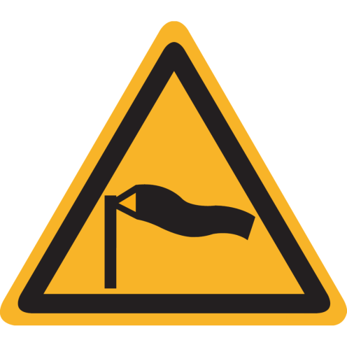 Bord met pictogram "Waarschuwing Harde Wind" - ISO 7010 - W064