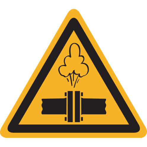 Bord met pictogram gevaar voor hete stoom